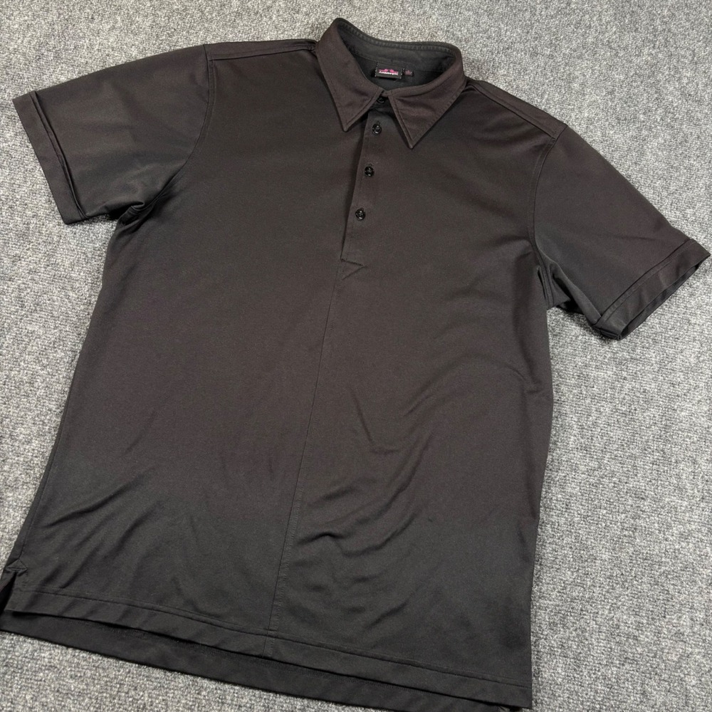 J.Lindeberg Polo Shirt Mens L Black Golf Athletic Short Sleeve